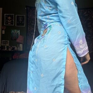 Elegant Blue Embroidered Dress